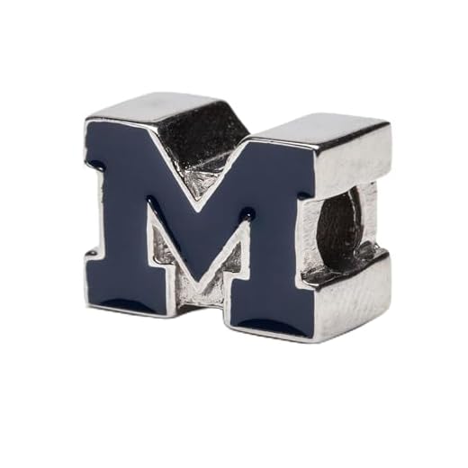 Berloques femininos de contas da Universidade de Michigan - Pingente azul Michigan M - Berloques hipoalergênicos de aço inoxidável para pulseiras - Presentes Michigan Wolverines para mulheres, Aço