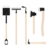 【Mini-Dekoration】Ein Satz Miniatur-Gartenwerkzeug-Dekorationen beinhaltet: 1 x große Axt, 1 x kleine Axt, 1 x kleine Hacke, 1 x Schaufel, 1 x Rechen, 1 x große Hacke, insgesamt 6 Stück; ideal für Miniaturgarten-DIY, geeignet für Gartenmöbel , Miniaturmöbel, Miniaturpuppenhaus und Pflanzendekorationen.