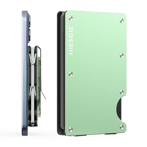 HIESGIE MagSafe Wallet Compatible with iPhone 16/15/14/13/12 Series Mag Safe Card Holder with Money Clip & RFID Blocking Slim Metal Wallet for Women Minimalist Magnetic Phone Wallet Green
