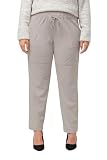 Ulla Popken 7/8-hose, Lederoptik, Biesen, Elastikbund Pantalones, Hellgrau Mélange, 56W x 32L para Mujer