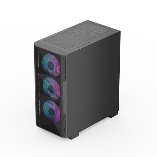 Image of Rosewill FBM-X6 Micro ATX Mid Tower Case - Tempered Glass Side Panel, High Airflow, 4X PWM ARGB Fans, Dedicated Cable Routing Clips, Pre-Installed 650W 80+ Gold Power Supply - Black