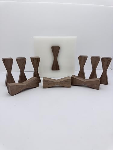 Walnut Wood Bow Tie Inlays with Router Template, 3 x 1 x 3/4 inch, Unfinished, 10 Pack