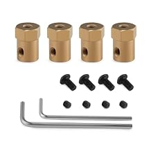 4pcs Hex Coupler 4mm Bore Motor Hex Brass Shaft Coupling Connector for Car Model Shaft Connection RC Motor Car Wheels Tires Shaft Motor 6mm