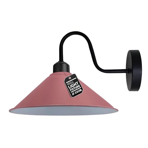 LEDSone Lámpara de pared vintage, lámpara de pared industrial antigua no ajustable para restaurantes, galerías, pasillo, puerta de cocina (rosa, sin lámpara)