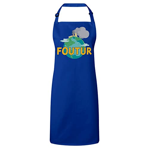 Tablier cuisine premium bleu fini les taches sur vos vêtements grâce à ce textile durable