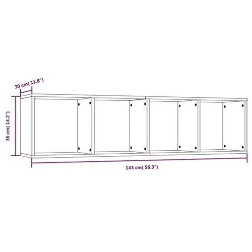 Bibliothèque bois 4 compartiments étagère murale flexible pour multimédia - 3