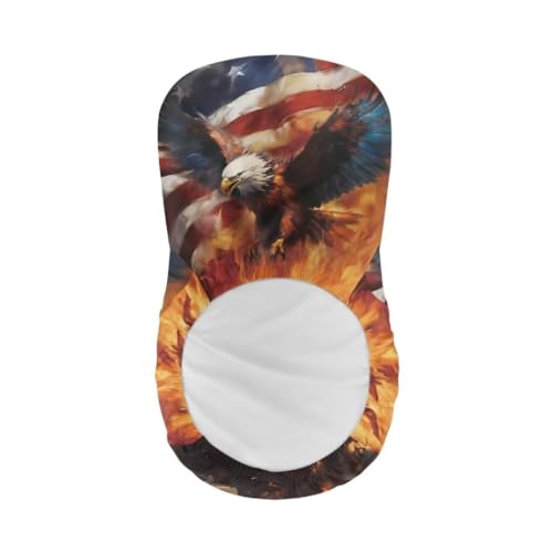 Image of Eagle American Flag Bar Stool Cover Square Swivel Barstool Chair Seat Barstool Protector Covers for Counter Height Mid Low Back Chair