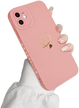 Newseego Case Compatible with iPhone 11 Pro Max, Fashion Gold Love-Heart Pattern Design Flexible Soft Liquid Silicone iPhone Case Shockproof Protective Case All-inclusive Lens for iPhone 11 Pro Max