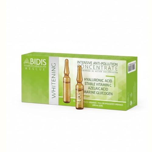 ABIDIS Concentrado Antipolución Intensive Rescue (30x2ml) | Escudo Protector Luz Azul, UV y Radiación REM | Vitamina C, Hialurónico y Glucógeno Marino | Ilumina y Despigmenta