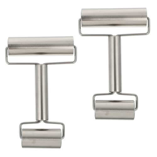 VALICLUD 2 pezzi Mattarello Doppia Testa in Acciaio Resistente Rotella da Cucina Multifunzione per Pasta Biscotti e Pizza Superficie Liscia Antiaderente per Uso Professionale e Domestico