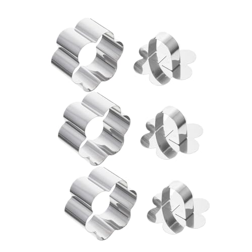 STOBAZA 3 Sets Blossom Stainless Steel Mousse Cake Making Unique Flower Shape Non-stick Easy to Clean