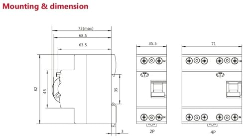 Disjoncteur différentiel 4P 25A 30mA GYL8 triphasé pour tableau électrique - 6