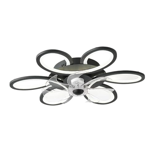 Image of Ceiling Fan Light Fixture for 8-12M2 Mute Fan Lamp for Cafe Living Room Dorm black|Ceiling Fans|Home & Garden