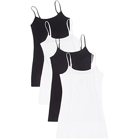 4 Pack Active Basic Women Basic Tank Tops,Black/Black/White/White,Large Cover