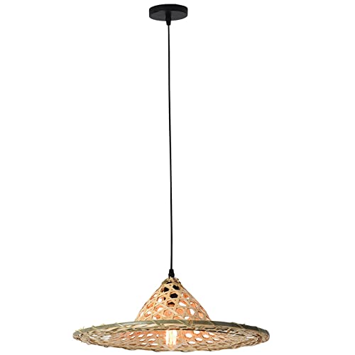 Lustre en rotin naturel tressé à la main, suspension design panier en osier creux de qualité