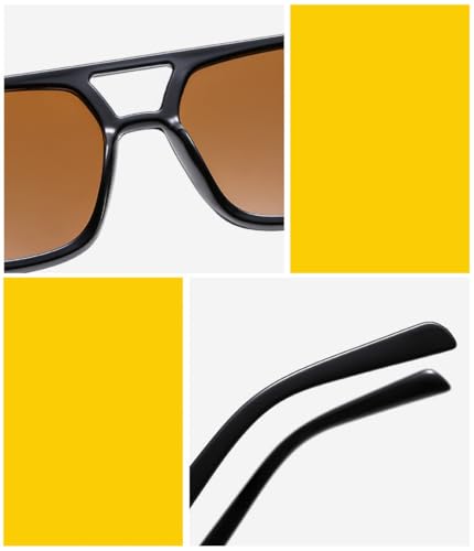 Image of Retro 70s Square Aviator Sunglasses Women Men Vintage Rectangle Sunglasses Flat Frame Trendy Shades