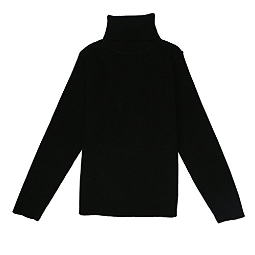 VduanMo Little Girls & Boys Solid Turtleneck Cotton Sweater Coats(1-5T) XX-Large Black