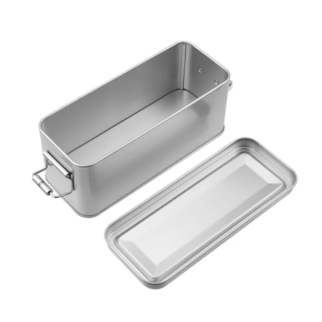2 Pack Silver Tin Box Containers Metal Storage Box with Lids Rectangular Containers with Buckle Latch for Home Storage Outdoor Usage(5.91¡Á2.36¡Á2.56)