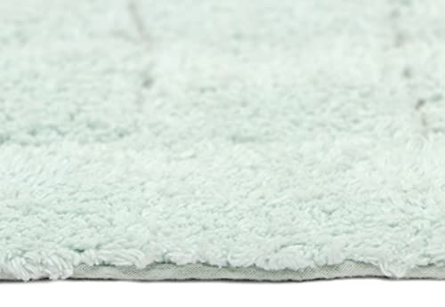 Image of THE HOME TALK Cotton Bathmats | Water Absorbent Runners | Regular Striped Rugs | Floor Mats for Kitchen, Bathroom & Sink | Ultra Soft Mats | Non-Slip Store (Dusky Blue 2, 50x80 CM)