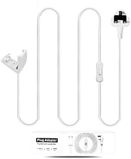 Sundertech Plug in Adapter for Batten Lights, UK Plug with 2.8m Cable+Switch+Junction Box for Easy Connect to pre-Wired Ceiling Lights, L+N only No Grounding Max 500W