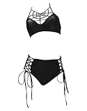 MEOWCOS Gothic Dark Style Swimsuit Black Spiderweb Chest Top Lace up Bottom Two-Piece Swimsuit