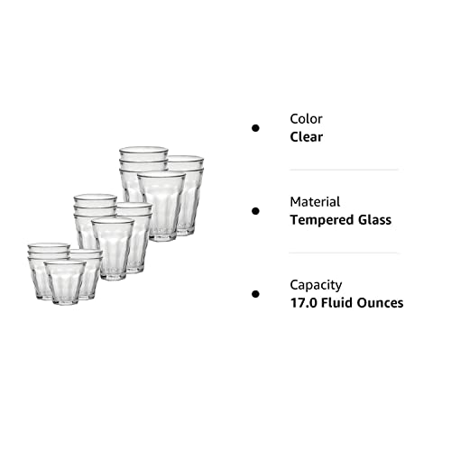 Duralex Picardie 18 Piece Clear Tempered Glass Drinkware And Tumbler Cup Set For Wine, Tea, Water, And Cocktails #TOP5