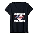 Photo Gallery donna nuovo us citizen est 2025 regali di cittadinanza immigrati americani maglietta con collo a v Photo Gallery donna nuovo us citizen est 2025 regali di cittadinanza immigrati americani maglietta con collo a v