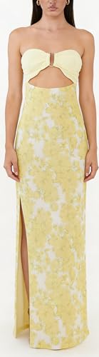 Image of Yiulangde Women Sexy Cut Out Maxi Dress Spaghetti Strap Backless Bodycon Dress Y2k Formal Hollow Out Sleeveless Long Dresses