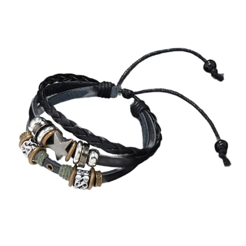 DIIOOMIEEU Vintage Leather Bracelet Punk Star Beaded Wristband Multilayer Leather Bracelet Jewelry Punk Wrap Bracelet for Women Men DIIOOMIEEU Vintage Leather Bracelet Punk Star Beaded Wristband Multilayer Leather Bracelet Jewelry Punk Wrap Bracelet for Women Men