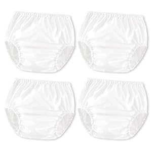 Joyo roy 4Pcs White Diaper Covers for Girls Training Pants Boys Cloth Diaper Cover for Swimming Rubber Training Pants for Toddlers Plastic Underwear for Potty Training Waterproof Rubber Underwear 5T