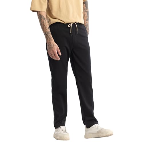 Image of SNITCH Black Textured Relaxed Trousers