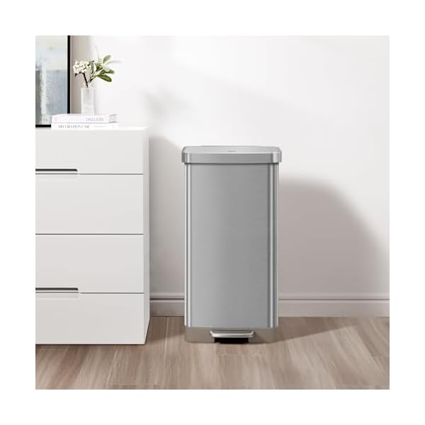   EKO-Hudson-Matte-Stainless-75-Liter20-Gallon-Step-Trash-Can-with-Rear-Trash-Bag-Storage-Compartment