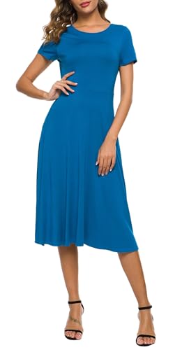Image of Urban CoCo Women's Floral Print Short Sleeve Flared Midi Dress