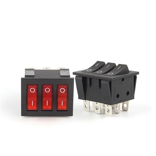 Interrupteur à bascule KCD3 3 voies 9 broches 2 positions ON-OFF 250V noir en lot de 10
