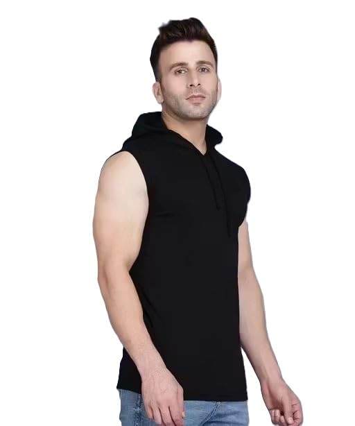 Tees Collection Sleeveless Hooded Polyester T-Shirt for Men Stylish Fit-image-39