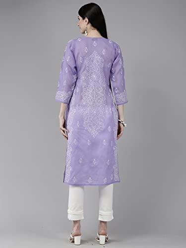 Image of Ada Hand Embroidered Lucknowi Chikankari Cotton Kurta for Women A240300