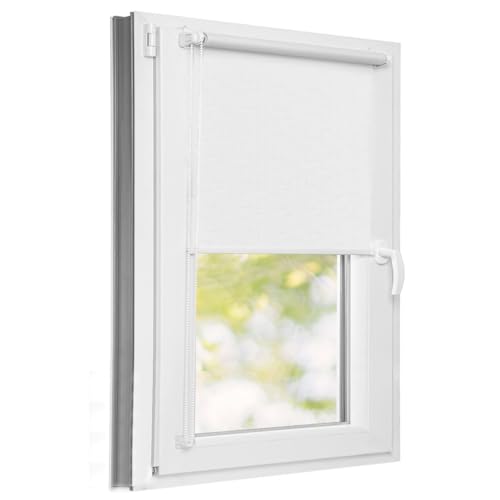 MadeInNature Store Enrouleur Blanc, Store Enrouleur Qui Laisse Passer la lumière, Fixation avec ou sans perçage Store à chainette Fenêtres et Portes Taille au Choix (Largeur 50 x 180 cm)