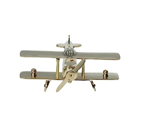 Image of DSH CRAFTING YOUR CURIOSITY Brass Jet Plane Vintage Aeroplane Table Top Decorative Showpiece Miniature Statue Home Interior Decor Item Gift (Large)