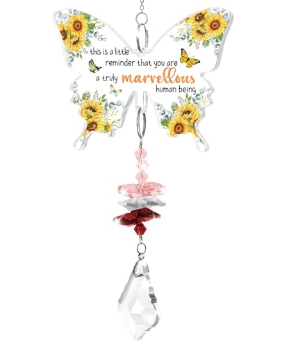 Funnli Gifts for Women, Suncatcher Friendship Gifts for Women, Butterfly Acrylic Crystal Suncatcher Best Friend Birthday Gifts, Wind Chime Gifts for Female Bestie Birthday Anniversary Presents