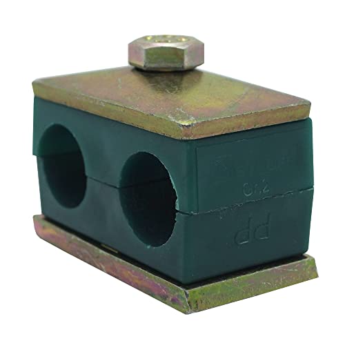 1 1/4" Outer Diameter Tube Size Stauff Twin Series Hydraulic Polypropylene Pipe Clamp, With Galvannized Steel Top Base Plate & Metric Hex Bolts #TOP1