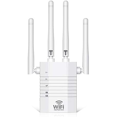 WiFi Extender Booster 1200Mbps WiFi Extender Range Extender 5GHz & 2.4GHz WiFi Booster with 2 LAN Port, WiFi Range Extender with 4*5dBi Antennas,Support Repeater/Router/AP Mode, UK Plug Cover