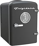 Frigidaire 6 Can or 4L Mini Personal Retro Fridge Cooler, Plugs into an AC (home) outlet and comes with a 12V car adapter. - EFMIS229-BLACK (V2 Model)
