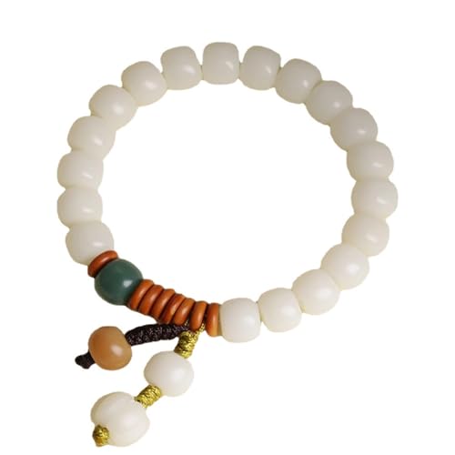 Bracelet en jade blanc naturel Bodhi pour femme avec perles de 8-10mm au style épuré et frais