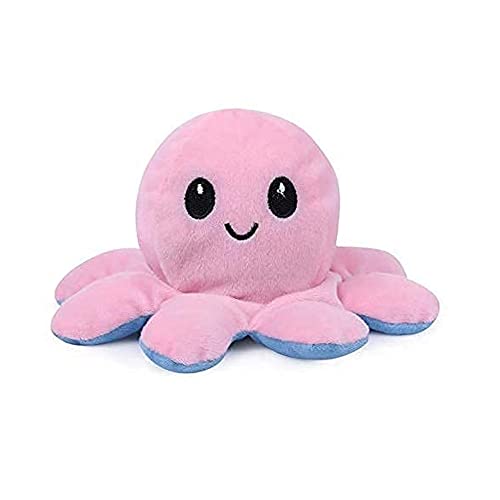Image of Reversible Octopus Soft Toys, Mood Change Double-Sided Flip Octopus Plush Toys, Cute Mini Octopus Stuffed Animals Creative Toy Gifts (Blue-Pink) (Pack of 1)