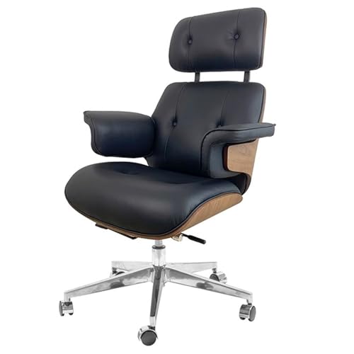 Sillón o Silla de Oficina Director Cómodo con Ruedas Ergonómico Reclinable Piel Sintética Acolchado Y Giratorio, Diseño de Base Giratoria de Aluminio, para el Hogar y la Oficina