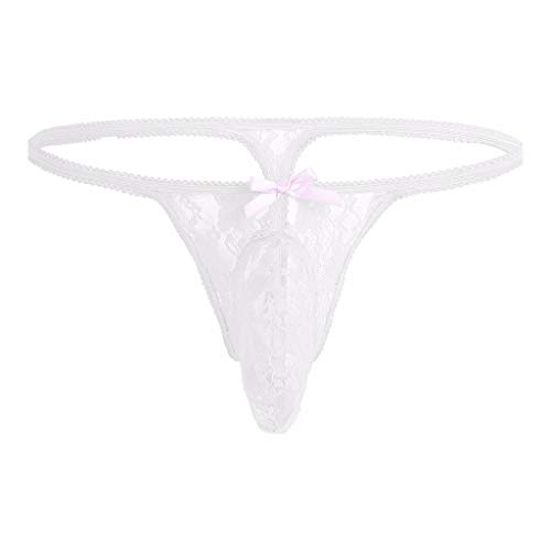WWricotta Ropa Interior de Encaje para Hombre, Espalda en T, Elegante, Pantalones Cortos, patrón de Tanga, Conjunto de lencería para Mujer, Escote en V