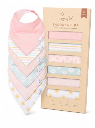 Image of Copper Pearl Baby Bibs 4 Pack, Bandana Drool Bibs for Baby Girl & Boy, Soft Cotton Bibs for Drooling and Teething