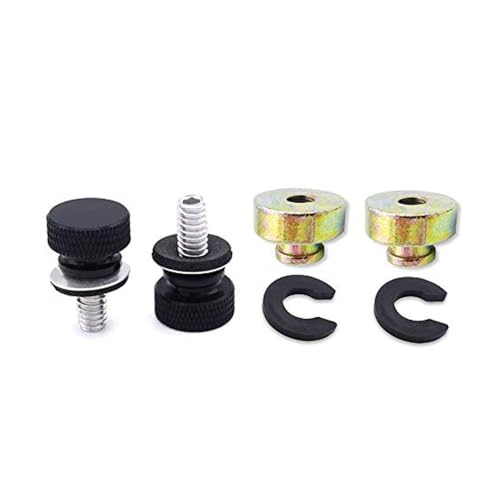 WeiSen 1/4"-20 Fender Rear Seat Bolts,2 PCS Screw and Nut Base Billet Hard Anodized Aluminum Compatible with Harley Touring Dyna Softail Sportster Fatbob Street Glide Road Glide 1986-2024 Black