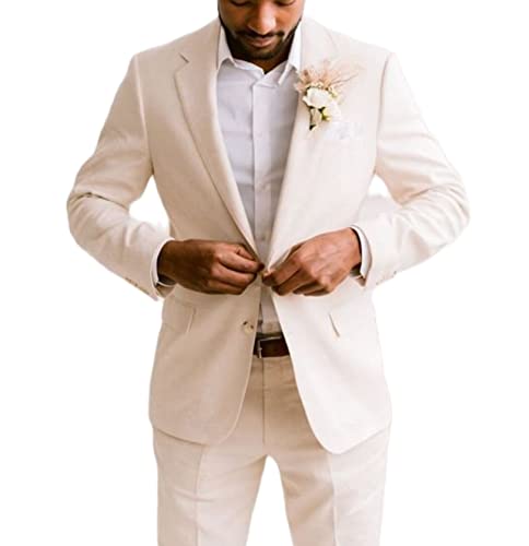 Men's Slim Fit 2 Pieces Suit Notched Lapel Prom Tuxedo Two Buttons Suit Jacket Blazer & Pants Solid Business Wedding Sets