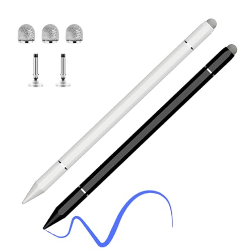 Arvoni 2 Piezas Lapiz para Tablet, 3 en 1 Lapiz Tactil Universal, Lápiz para Pantalla Táctil de Alta Sensibilidad y Precisión, Lápiz Stylus Lápiz Capacitivo Compatible con iPad Samsung Huawei Xiaomi